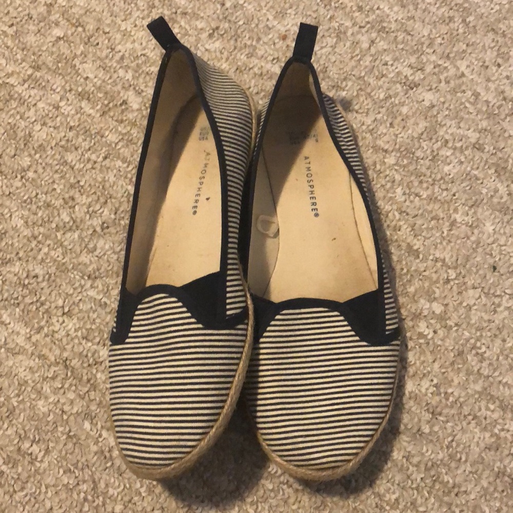 4 for $30 Canvas espadrilles blue white stripe